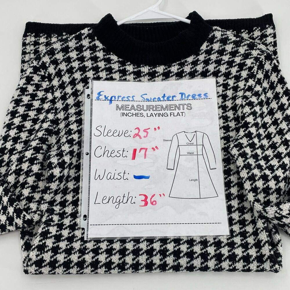 Express Women's Long Sleeve Sweater Dress, Houndstooth, Sz. M - Picture 12 of 12
